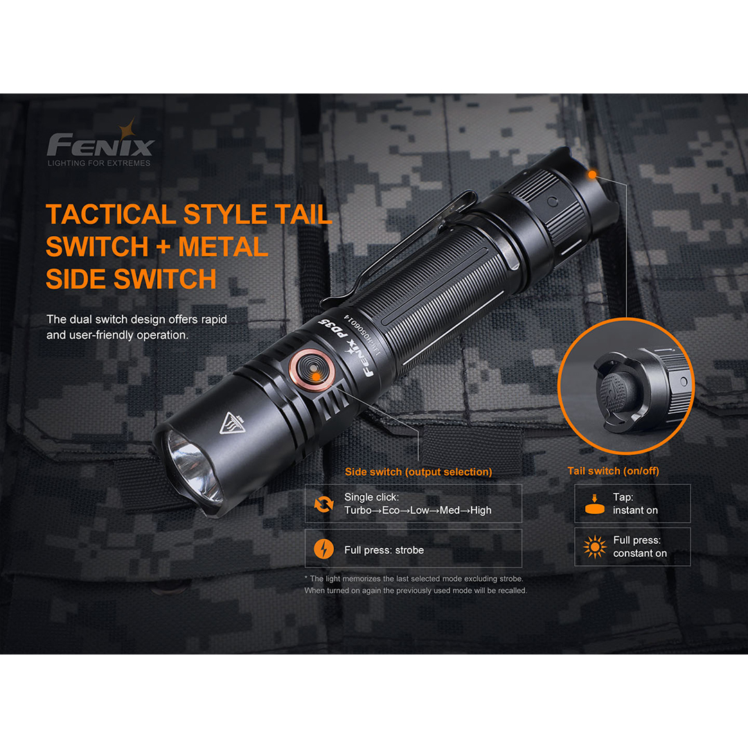 Fenix PD35 v3.0 1700 Lumen Flashlight with 2x USB Rechargeable